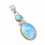 Caribbean Larimar Solid 925 Sterling Silver Pendant