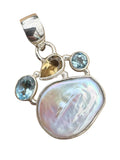 Pearl Multi-Stone Solid 925 Sterling Silver Pendant