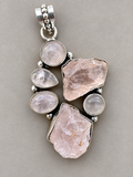 Rose Quartz Silver Overlay Pendant