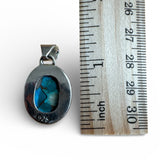 Kingman Blue Ice Dahlia Turquoise Solid 925 Sterling Silver Pendant