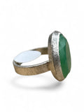 Faceted Green Onyx Solid 925 Sterling Silver Ring 7