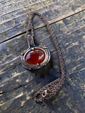 Carnelian Copper wrapped Pendant with chain 22”