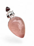 Rose Quartz & Garnet Solid 925 Sterling Silver Pendant