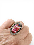 Kingman Pink Dahlia Turquoise Solid 925 Sterling Silver Ring 7