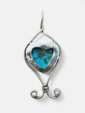 Heart Tibetan Turquoise Silver Overlay Pendant