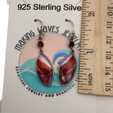 Kingman Pink Dahlia Turquoise & Garnet Solid 925 Sterling Silver Earrings