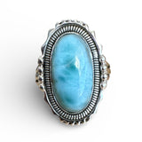 Caribbean Larimar Solid 925 Sterling Silver Ring 10