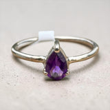 Amethyst Solid 925 Sterling Silver Stack Ring