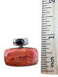 Sponge Coral & Garnet Solid 925 Sterling Silver Pendant