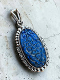 Carved Labradorite Solid 925 Sterling Silver Pendant