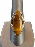 Tiger Eye Solid 925 Sterling Silver Ring 8.5
