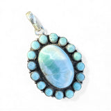 Caribbean Larimar Solid 925 Sterling Silver Pendant