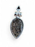Hematite in Quartz & Onyx Solid 925 Sterling Silver Pendant