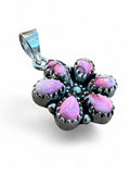 Kingman Red Rose Dahlia flower Solid 925 Sterling Silver Pendant