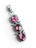 Triple Kingman Red Rose Dahlia Solid 925 Sterling Silver Pendant