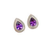 Amethyst Solid 925 Sterling Silver stud Earrings