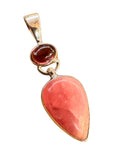Rhodochrosite & Garnet Solid 925 Sterling Silver Pendant