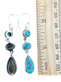 Kingman Blue copper Turquoise Solid 925 Sterling Silver Earrings