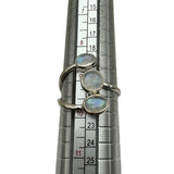 Rainbow Moonstone Solid 925 Sterling Silver Ring 9-10