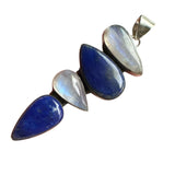 Blue Lapis & Rainbow Moonstone Solid 925 Sterling Silver Pendant