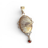 Ocean Jasper & Garnet Solid 925 Sterling Silver Pendant