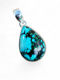 Tibetan Turquoise Solid 925 Sterling Silver Pendant