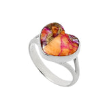 HEART Orange Dahlia Turquoise Solid 925 Sterling Silver Ring 10