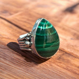 Malachite Solid 925 Sterling Silver Ring 5.5