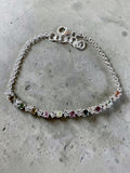 Mixed Tourmaline Solid 925 Sterling Silver Bracelet
