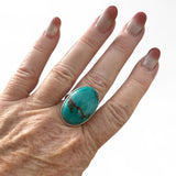 Tibetan Turquoise Solid 925 Sterling Silver Ring 9
