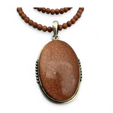 Goldstone Solid 925 Sterling Silver Pendant Necklace