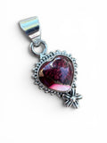 Heart Kingman Red Rose Dahlia Solid 925 Sterling Silver Pendant