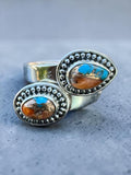 Kingman Turquoise & Spiny Oyster Solid 925 Sterling Silver Ring – Adjustable