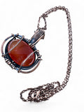 Carnelian Copper wrapped Pendant with chain 22”