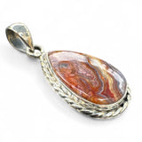 Crazy Lace Agate teardrop Solid 925 Sterling Silver Pendant