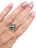 Checkerboard Solid 925 Sterling Silver Ring 10