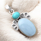 Owyhee Opal & Turquoise Solid 925 Sterling Silver Pendant