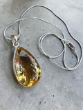 Citrine Solid 925 Sterling Silver Pendant with 20 inch chain necklace
