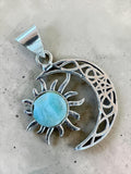 Larimar Sun & Moon Silver Overlay Pendant