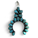 Kingman Blue Copper Turquoise Solid 925 Sterling Silver Naja Pendant