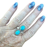 Tibetan Turquoise Solid 925 Sterling Silver Ring – Size 9