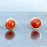 Carnelian Solid 925 Sterling Silver stud Earrings