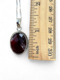 Garnet Solid 925 Sterling Silver Pendant with chain