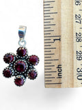 Kingman Red Rose Dahlia flower Solid 925 Sterling Silver Pendant