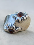 FLOWER Baltic Amber Solid 925 Sterling Silver Ring 7