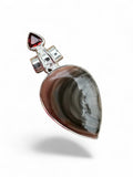 Royal Imperial Jasper & Garnet Solid 925 Sterling Silver Pendant