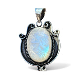 Rainbow Moonstone Solid 925 Sterling Silver Pendant