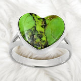 HEART Green Mojave Turquoise Solid 925 Sterling Silver Ring 9