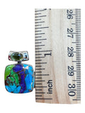 Blue, Green & Purple Turquoise & Peridot Solid 925 Sterling Silver Pendant