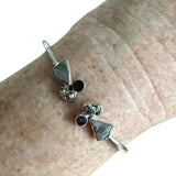 Pyrite, Meterorite & Smoky Topaz Solid 925 Sterling Silver Cuff Bracelet